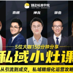私域小灶课:5位大咖150分钟分享课,从引流到成交,带你私域精细化运营攻略-网创指引人