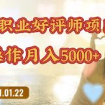 零成本操作职业好评师赚钱项目，简单操作月入5000+【视频课程】-网创指引人