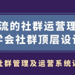 社群管理及运营系统课,一流的社群运营理念学会社群顶层设计-网创指引人