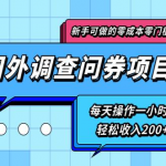 新手零成本零门槛可操作的国外调查问券项目,每天一小时轻松收入200+-网创指引人