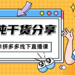 惊鸿侃电商2021拼多多线下直播课:全程纯干货分享,关于拼多多的一切逻辑都能在这学到-网创指引人