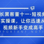 增长黑客董十一·短视频底层实操课，让你迅速从短视频新手变成高手-网创指引人
