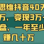 摸鱼思维抖音40天涨粉15万，变现3万+玩法复盘，一年至少多赚几十万-网创指引人