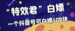 【高端精品】最新特效君白嫖活动,一个抖音号可白嫖100元,多号多撸-网创指引人