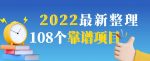 2022最新整理108个热门项目：日入580+月赚10W+精准落地，不割韭菜！-网创指引人