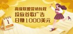 高级联盟营销教程:投放谷歌广告日赚1000美元,快速获得高质量流量-网创指引人