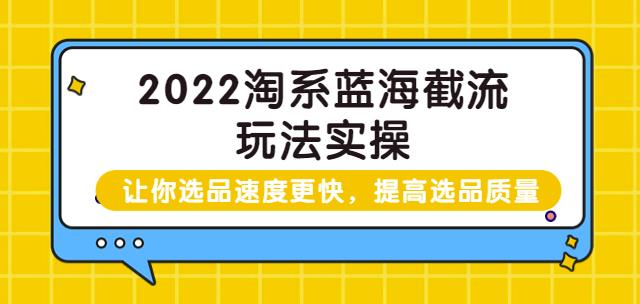 2022淘系蓝海截流玩法实操:让你选品速度更快,提高选品质量(价值599)