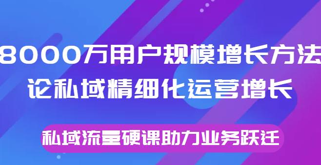8000万用户规模增长方法论私域精细化运营增长,私域流量硬课助力业务跃迁