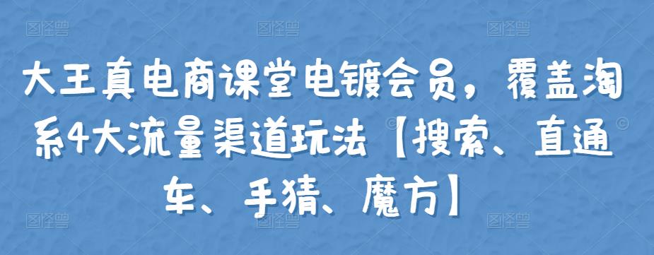 大王真电商课堂电镀会员,覆盖淘系4大流量渠道玩法【搜索、直通车、手猜、魔方】