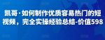 凯哥·如何制作优质容易热门的短视频,完全实操经验总结-价值598元-网创指引人
