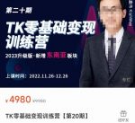 嘉伟·TK零基础变现训练营【第20期】2023升级版·新增东南亚板块,系统传授TK玩法,从小白到高手-网创指引人