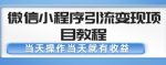 微信小程序引流变现项目教程,当天操作当天就有收益,变现不再是难事-网创指引人