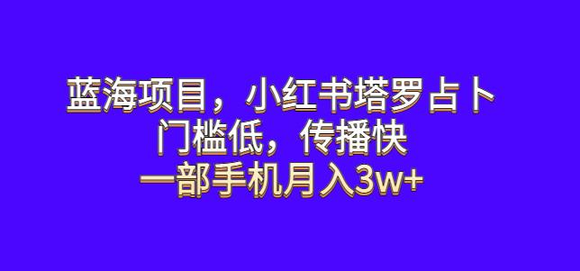 蓝海项目,小红书塔罗占卜,门槛低,传播快,一部手机月入3w+【揭秘】