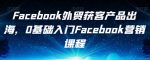 Facebook外贸获客产品出海,0基础入门Facebook营销课程-网创指引人
