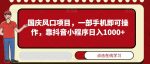 国庆风口项目,一部手机即可操作,靠抖音小程序日入1000+-网创指引人