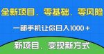 新项目，新平台，一部手机即可日入1000＋，无门槛操作【揭秘】-网创指引人