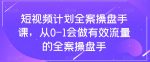 短视频计划全案操盘手课,从0-1会做有效流量的全案操盘手-网创指引人