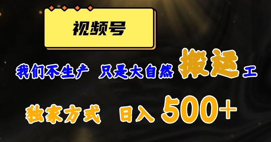 视频号轻松搬运日赚500+,一个1分钟1条原创视频【揭秘】