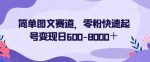 简单图文赛道,零粉快速起号变现日600-8000+-网创指引人