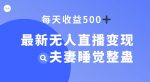 最新无人直播变现,夫妻睡觉整蛊,每天躺赚500+【揭秘】-网创指引人