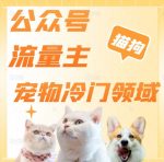 公众号流量主,萌宠冷门领域,单日收益2000+,简单暴力掘金,矩阵操作,无限放大收益!-网创指引人