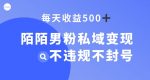陌陌男粉私域变现新玩法,日入500+,不违规不封号-网创指引人