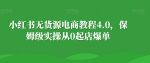 小红书无货源电商教程4.0,保姆级实操从0起店爆单【拆解】