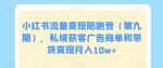 小红书流量变现陪跑营(第九期),私域获客广告商单和带货变现月入10w+-网创指引人