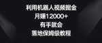 利用机器人视频掘金,月赚12000+,有手就会,落地保姆级教程【揭秘】-网创指引人