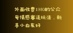外面收费1980的公众号情感赛道玩法,新手小白友好-网创指引人