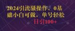 2024引流骚操作,0基础小白可做,单号轻松日引100+-网创指引人