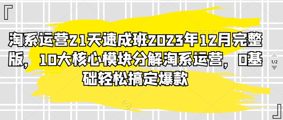 淘系运营21天速成班2023年12月完整版,10大核心模块分解淘系运营,0基础轻松搞定爆款