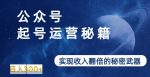 公众号起号运营秘籍,实现收入翻倍的秘密武器-网创指引人