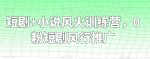 短剧+小说风火训练营,0粉短剧风行推广-网创指引人