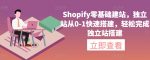 Shopify零基础建站,独立站从0-1快速搭建,轻松完成独立站搭建-网创指引人