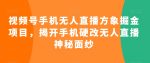 视频号手机无人直播方象掘金项目,揭开手机硬改无人直播神秘面纱-网创指引人
