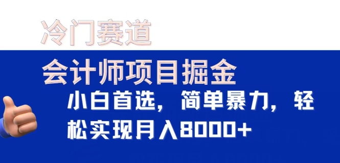 冷门赛道,会计师项目掘金,小白首选,简单暴力,轻松实现月入8000+