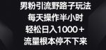 男粉引流野路子玩法,每天操作半小时轻松日入1000+,流量根本停不下来-网创指引人