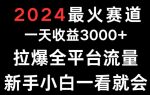 2024最火赛道一天收益3000+拉爆全平台流量新手小白一看就会-网创指引人