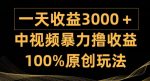 中视频暴力撸收益,日入3000+,100%原创玩法,小白轻松上手多种变现方式-网创指引人