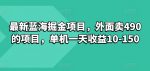 最新蓝海掘金项目，外面卖490的项目，单机一天收益10-50-网创指引人