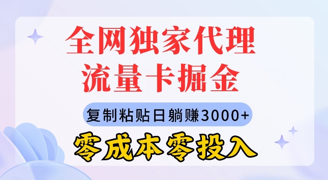 全网独家代理流量卡掘金,复制粘贴,零成本零投入,新手小白有手就行